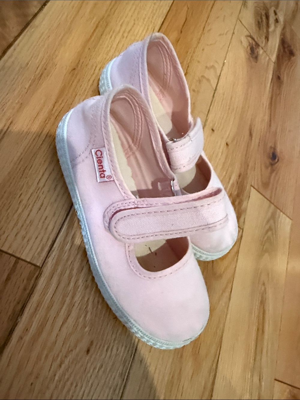 Cienta Pink Canvas Mary Jane Hook-and-Loop Kids Shoes